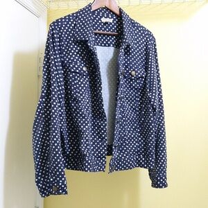 Blue Denim Jacket with Polka Dots - Sz 20/22